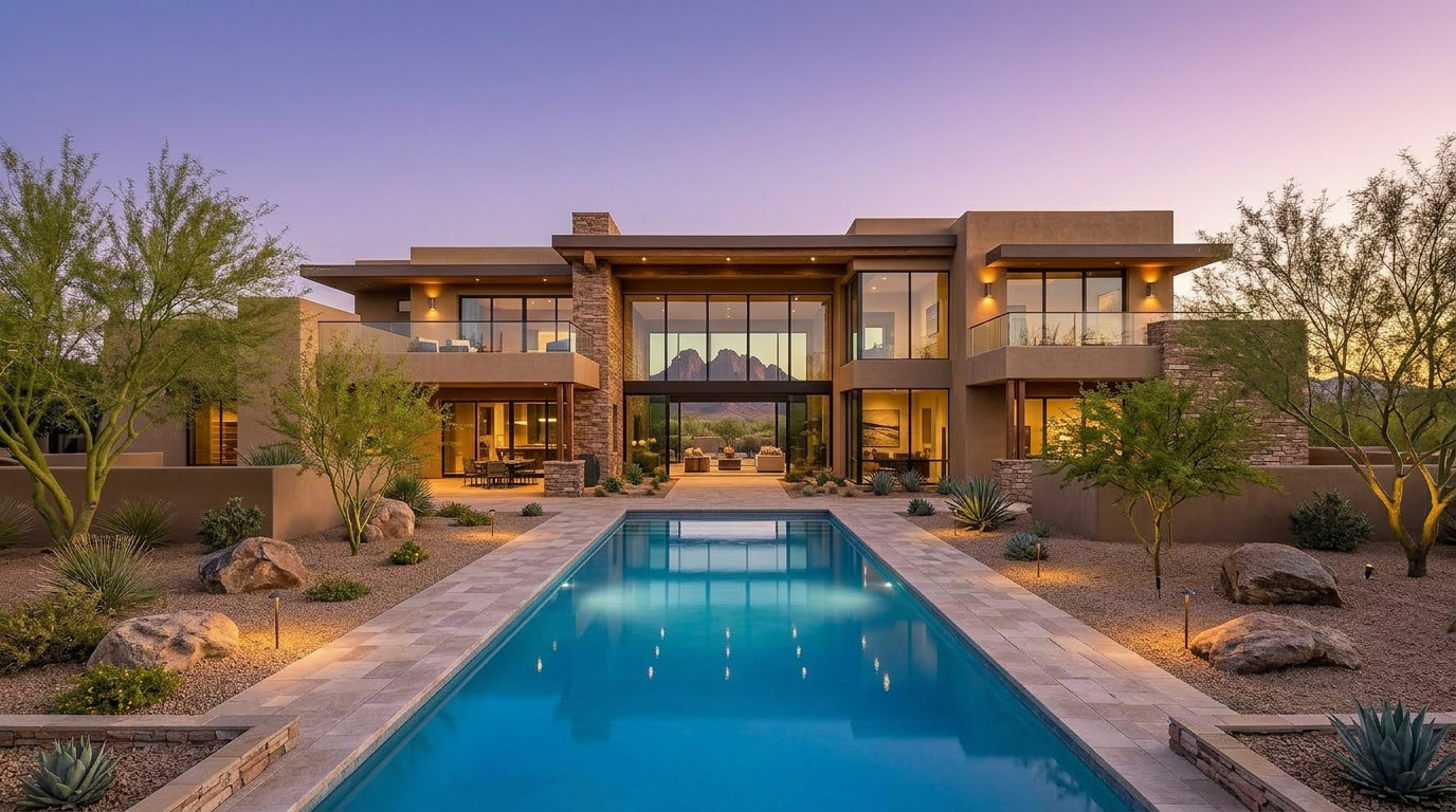 Luxury pool at twilight